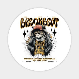 BREAKBEAT  - Urban Headphone Cat (black/tan) Magnet